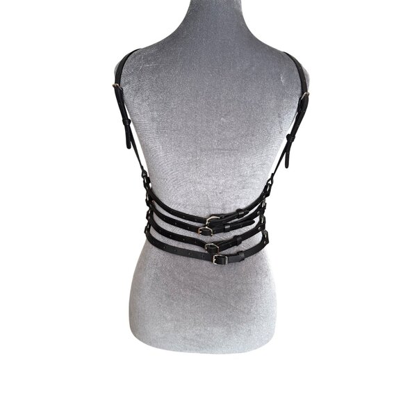 Zana Bayne Black Leather Harness Waist Belt With Adjustable Straps - Picture 4 of 6